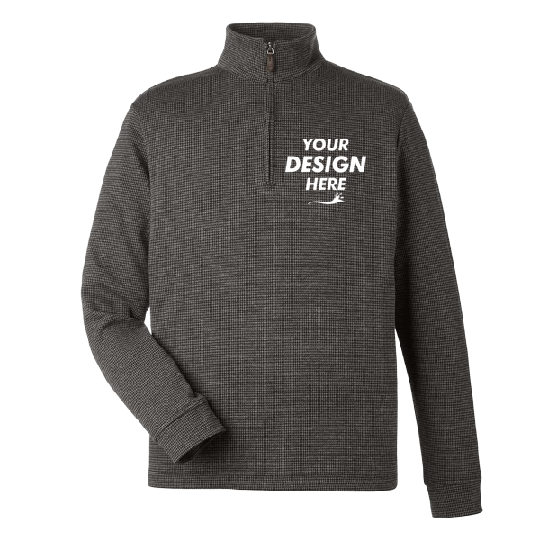 vineyard vines Men's Bluffs Quarter-Zip Pullover, Grey Harbor, Front view, Mockup
