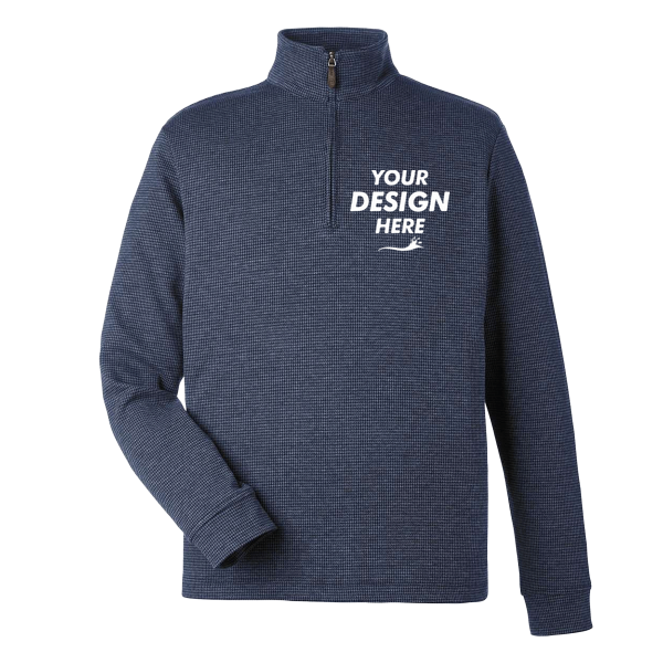 vineyard vines Men's Bluffs Quarter-Zip Pullover, Nautical Navy, Front view, Mockup