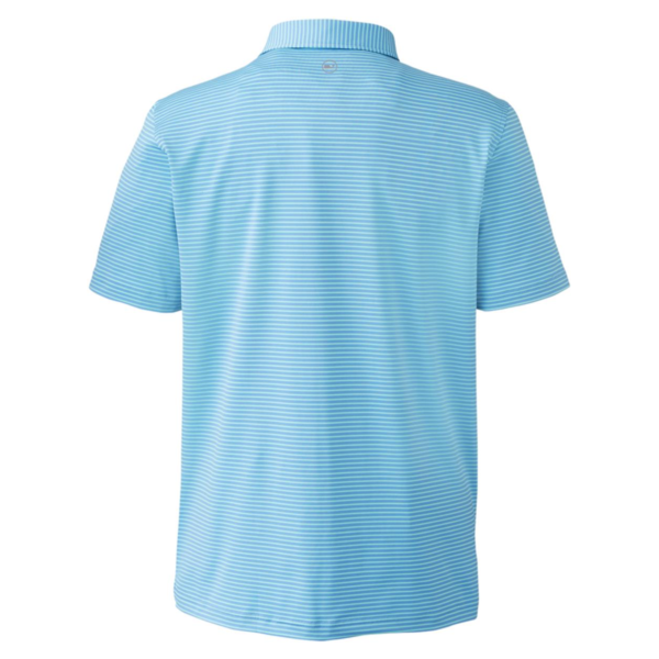 vineyard vines Men's Bradley Stripe Sankaty Polo, Andros Blue, Back view