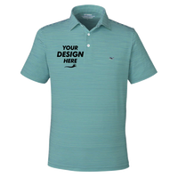 vineyard vines Men's Bradley Stripe Sankaty Polo, Sea Clay Green, Front view, Mockup