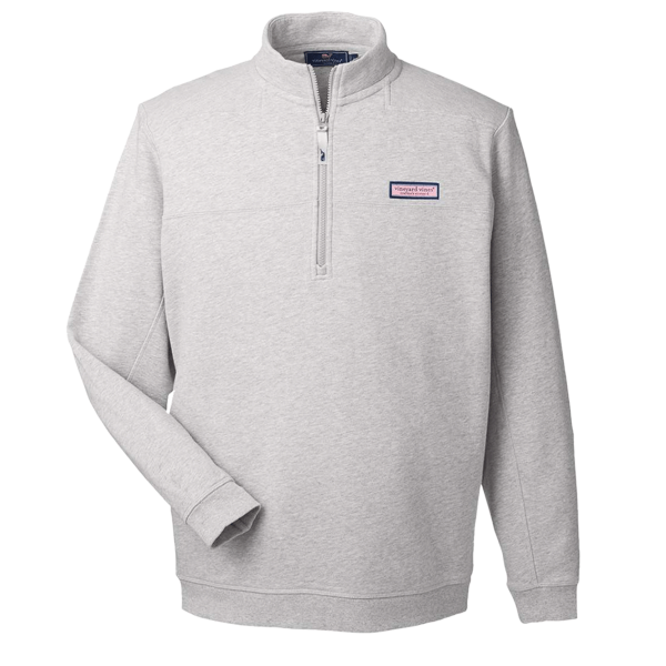 vineyard vines Men's Collegiate Shep Quarter-Zip Sweatshirt, Grey Heather, Front view