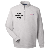 vineyard vines Men's Collegiate Shep Quarter-Zip Sweatshirt, Grey Heather, Front view, Mockup