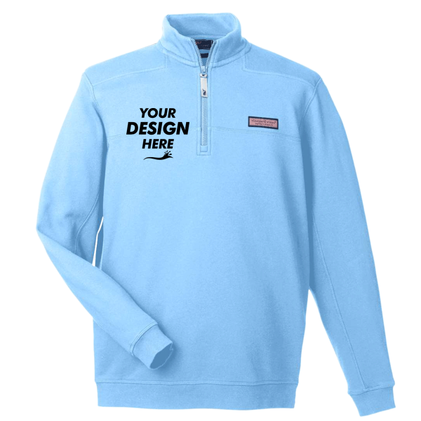 vineyard vines Men's Collegiate Shep Quarter-Zip Sweatshirt, Jake Blue, Front view, Mockup