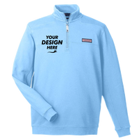 vineyard vines Men's Collegiate Shep Quarter-Zip Sweatshirt, Jake Blue, Front view, Mockup