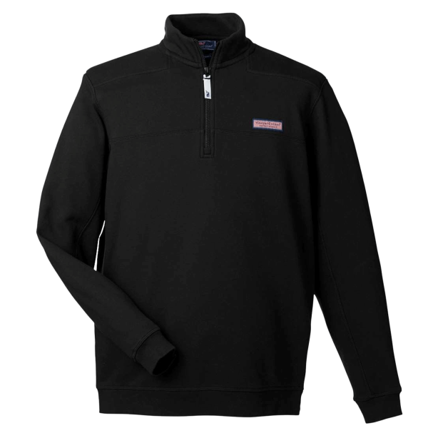 vineyard vines Men's Collegiate Shep Quarter-Zip Sweatshirt, Jet Black, Front view