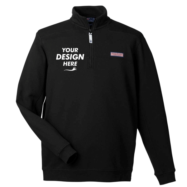 vineyard vines Men's Collegiate Shep Quarter-Zip Sweatshirt, Jet Black, Front view, Mockup