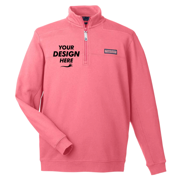 vineyard vines Men's Collegiate Shep Quarter-Zip Sweatshirt, Jetty Red, Front view, Mockup