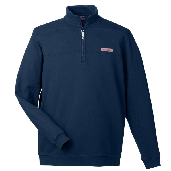 vineyard vines Men's Collegiate Shep Quarter-Zip Sweatshirt, Vineyard Navy, Front view