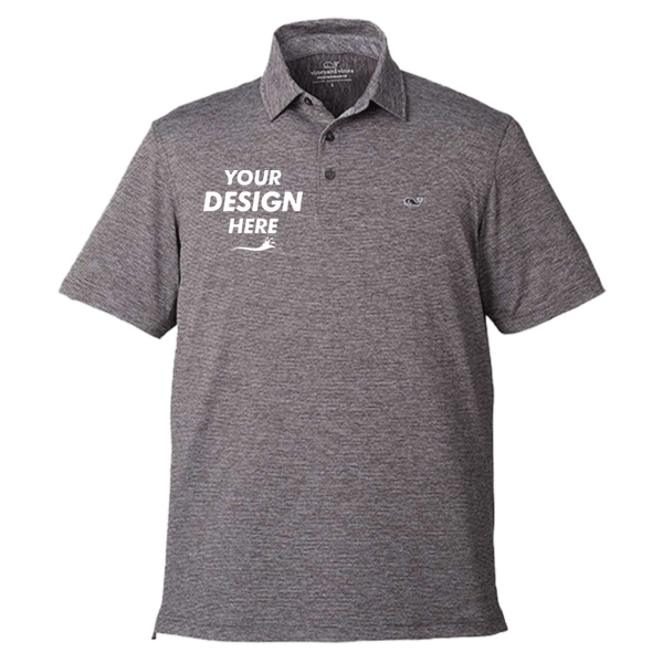 vineyard vines Men's Destin Stripe Sankaty Polo, Evening Sky, Front view, Mockup