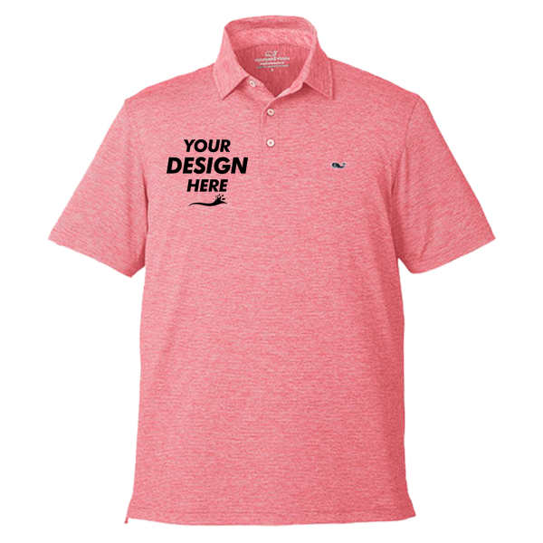 vineyard vines Men's Destin Stripe Sankaty Polo, Lobster Reef, Front view, Mockup