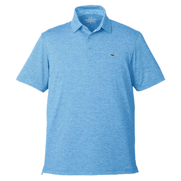 vineyard vines Men's Destin Stripe Sankaty Polo, Ocean Breeze, Front view