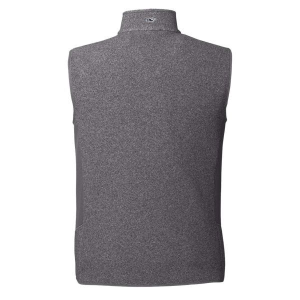 vineyard vines Men's Harbor Fleece Vest, Charcoal Heather, Back view