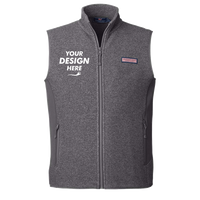vineyard vines Men's Harbor Fleece Vest, Charcoal Heather, Front view, Mockup