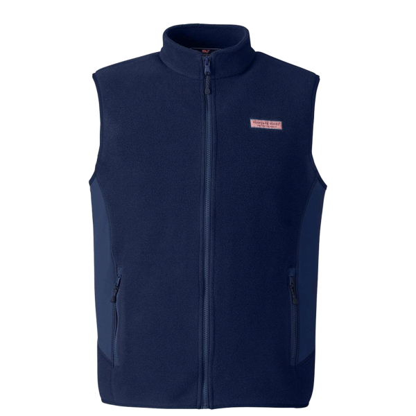 vineyard vines Men's Harbor Fleece Vest, Vineyard Navy, Front view