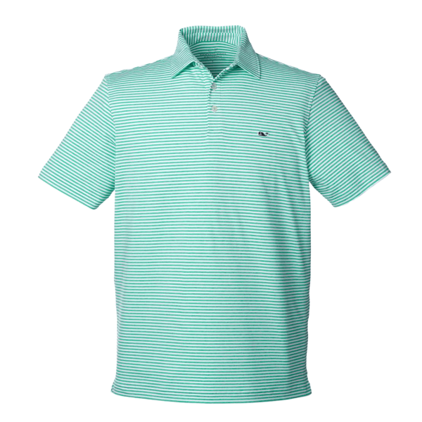 vineyard vines Men's Heathered Winstead Sankaty Polo, Antigua Green, Front view