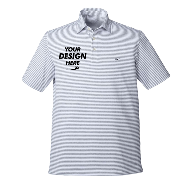 vineyard vines Men's Heathered Winstead Sankaty Polo, Hammerhead, Front view, Mockup