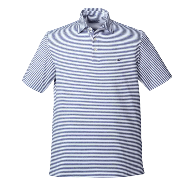 vineyard vines Men's Heathered Winstead Sankaty Polo, Kingfisher, Front view