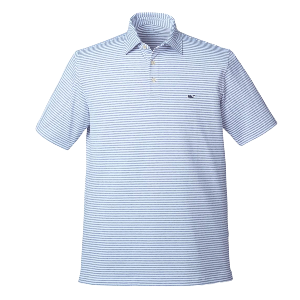 vineyard vines Men's Heathered Winstead Sankaty Polo, Ocean Breeze, Front view