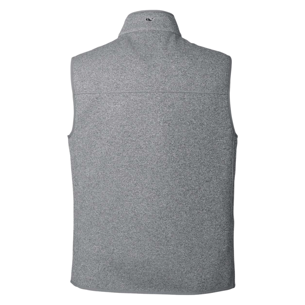 vineyard vines Men's Mountain Sweater Fleece Vest, Grey Heather, Back view