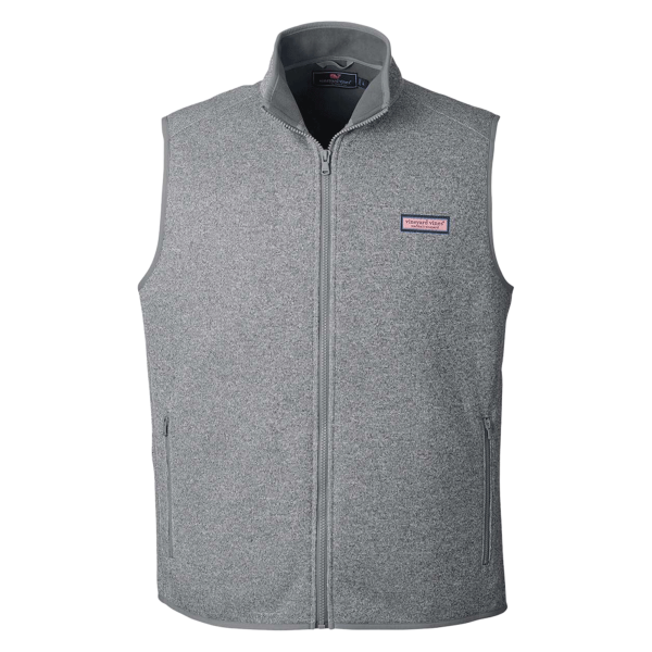 vineyard vines Men's Mountain Sweater Fleece Vest, Grey Heather, Front view