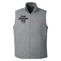 vineyard vines Men's Mountain Sweater Fleece Vest, Grey Heather, Front view, Mockup