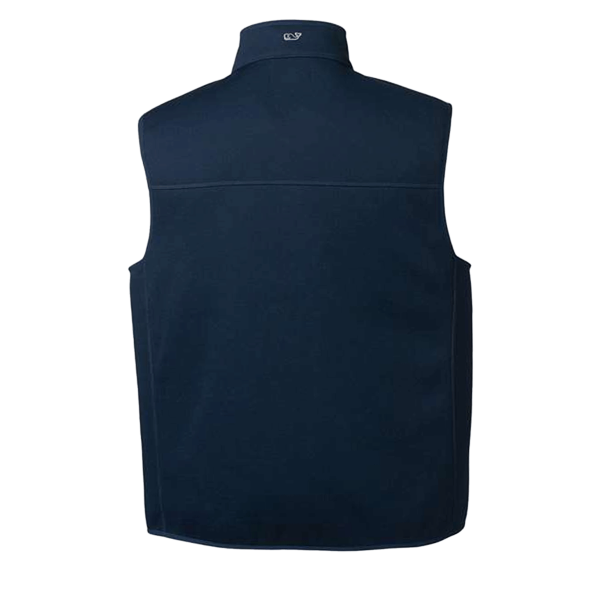 vineyard vines Men's Mountain Sweater Fleece Vest, Vineyard Navy, Back view