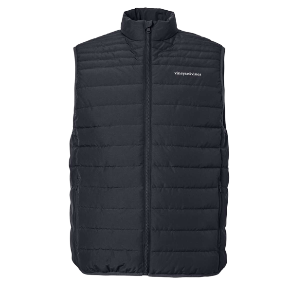vineyard vines Men's Mountain Weekend Puffer Vest, Jet Black, Front view