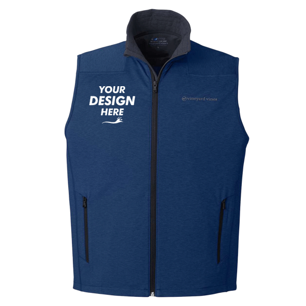 vineyard vines Men's On-The-Go Shep Vest, Deep Bay, Front view, Mockup