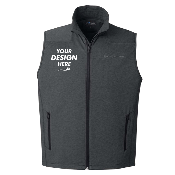 vineyard vines Men's On-The-Go Shep Vest, Jet Black, Front view, Mockup