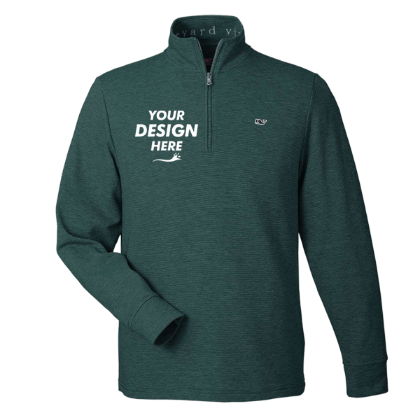 vineyard vines Men's Saltwater Quarter-Zip Pullover, Charleston Green / Charleston Green, Front view, Mockup