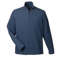 vineyard vines Men's Saltwater Quarter-Zip Pullover, Deep Bay / Deep Bay, Front view