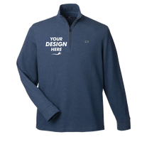 vineyard vines Men's Saltwater Quarter-Zip Pullover, Deep Bay / Deep Bay, Front view, Mockup