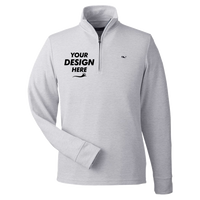vineyard vines Men's Saltwater Quarter-Zip Pullover, Granite / Granite, Front view, Mockup