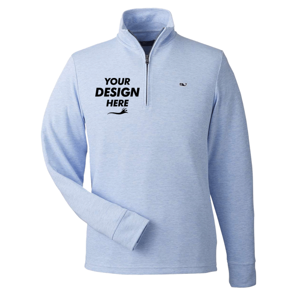 vineyard vines Men's Saltwater Quarter-Zip Pullover, Jake Blue / Jake Blue, Front view, Mockup