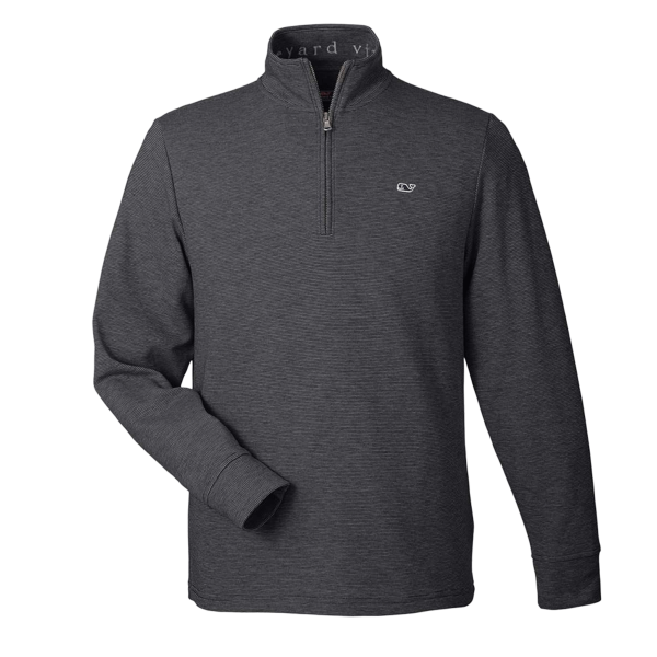 vineyard vines Men's Saltwater Quarter-Zip Pullover, Jet Black / Jet Black, Front view