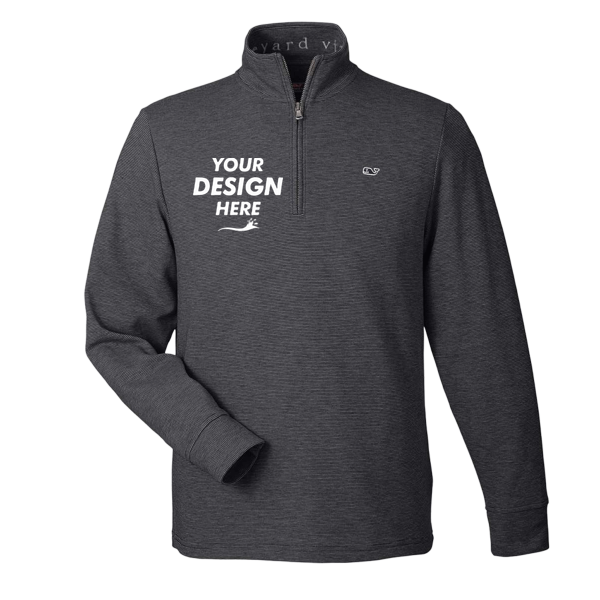 vineyard vines Men's Saltwater Quarter-Zip Pullover, Jet Black / Jet Black, Front view, Mockup