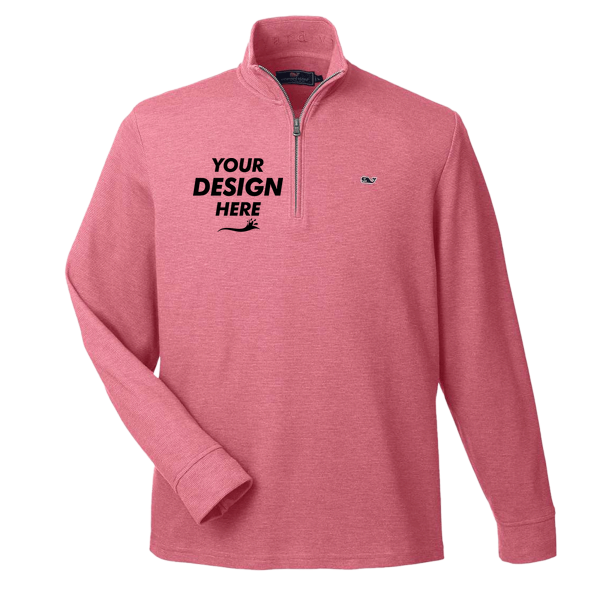 vineyard vines Men's Saltwater Quarter-Zip Pullover, Lobster Reef / Lobster Reef, Front view, Mockup