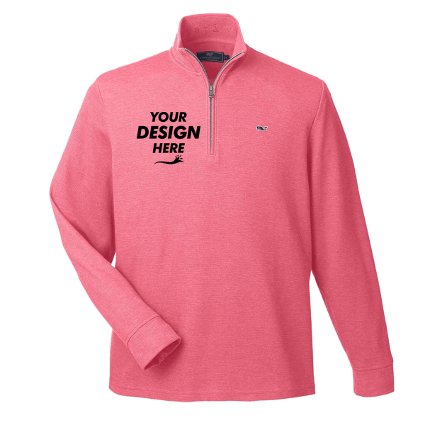 vineyard vines Men's Saltwater Quarter-Zip Pullover, Sailors Red / Sailors Red, Front view, Mockup