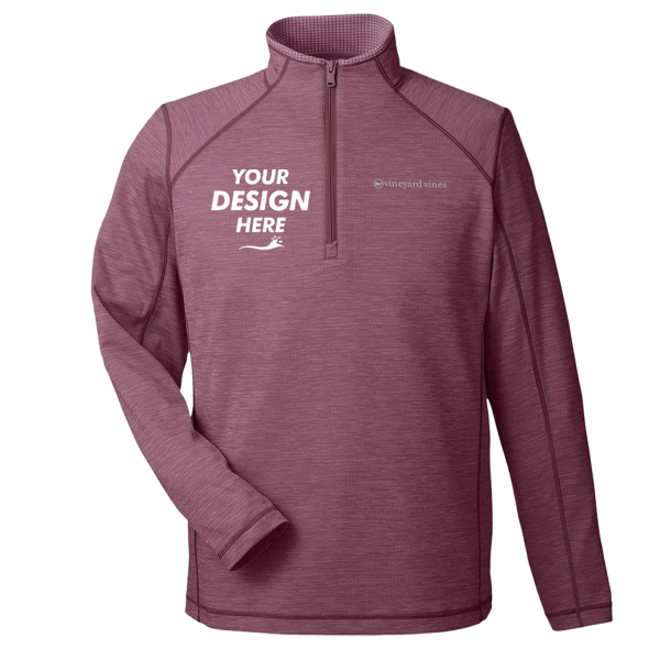 vineyard vines Men's Sankaty Quarter-Zip Pullover, Collegiate Burgundy, Front view, Mockup