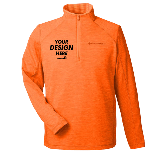 vineyard vines Men's Sankaty Quarter-Zip Pullover, Collegiate Orange, Front view, Mockup