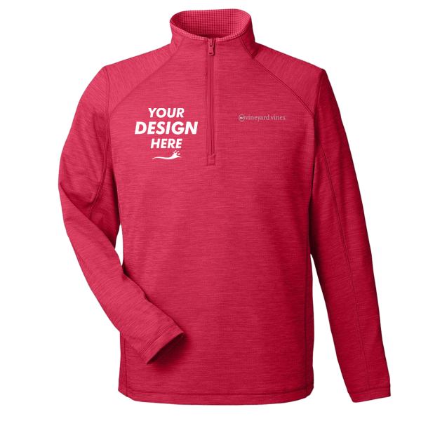 vineyard vines Men's Sankaty Quarter-Zip Pullover, Collegiate Red, Front view, Mockup