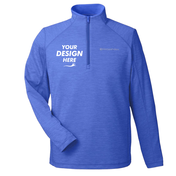 vineyard vines Men's Sankaty Quarter-Zip Pullover, Collegiate Royal, Front view, Mockup