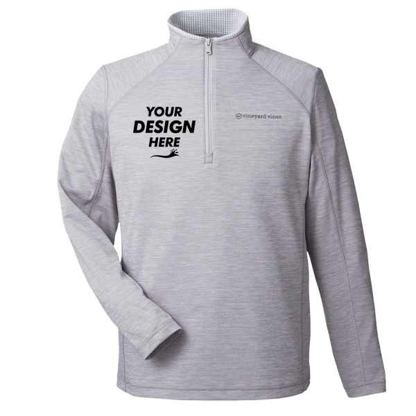 vineyard vines Men's Sankaty Quarter-Zip Pullover, Grey Heather, Front view, Mockup