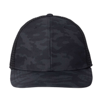 vineyard vines Performance Trucker Cap, Black Camo / Black, Front view