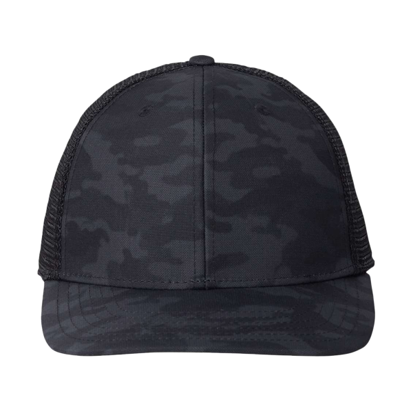 vineyard vines Performance Trucker Cap, Black Camo / Black, Front view