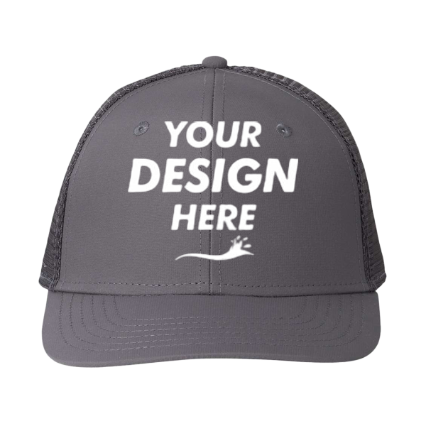 vineyard vines Performance Trucker Cap, Grey Harbor / Grey Harbor, Front view, Mockup