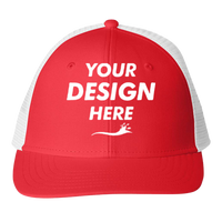 vineyard vines Performance Trucker Cap, Jetty Red / Jetty Red, Front view, Mockup