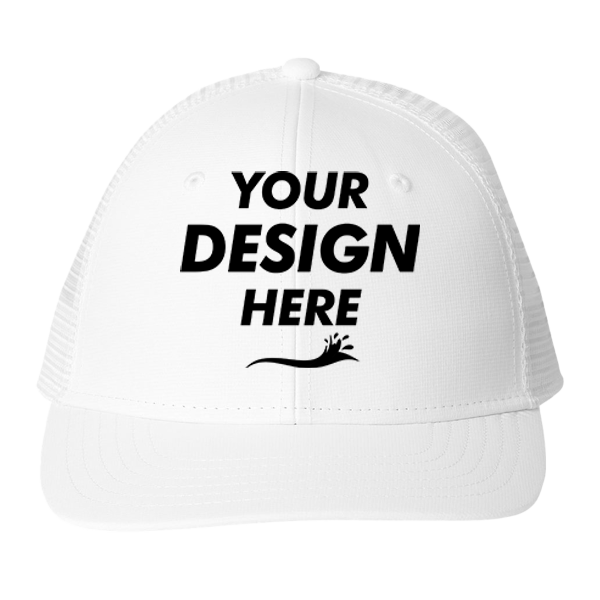 vineyard vines Performance Trucker Cap, White Cap / White Cap, Front view, Mockup