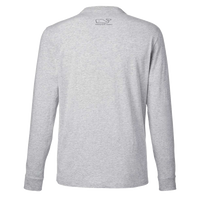 vineyard vines Unisex Long Sleeve Pocket T-Shirt, Grey Heather / Blue Blazer, Back view