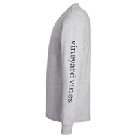 vineyard vines Unisex Long Sleeve Pocket T-Shirt, Grey Heather / Blue Blazer, Left Sleeve view